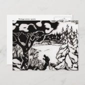  ski-afbeelding, sneeuwscootwood briefkaart (Voorkant / Achterkant)