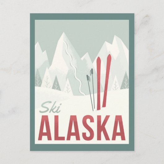 Ski Alaska Briefkaart (Voorkant)