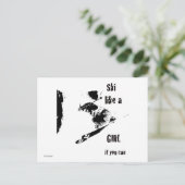 ski als een meisje briefkaart (Staand voorkant)