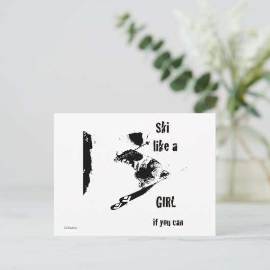 ski als een meisje briefkaart (Staand voorkant)