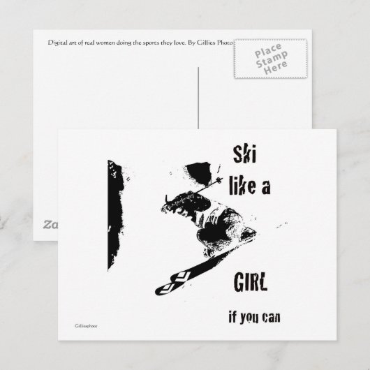 ski als een meisje briefkaart (Voorkant / Achterkant)