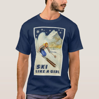 Ski als een meisje dat wintersport maakt t-shirt