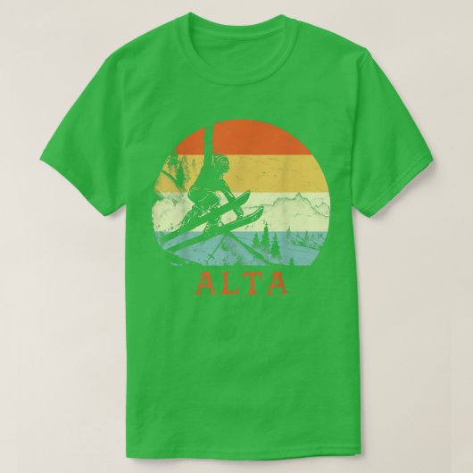 Ski Alta, Utah  Retro Snow Sking T-shirt (Design voorkant)