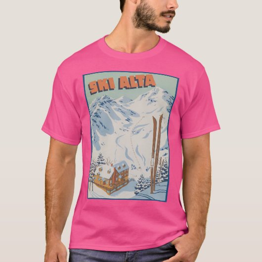 Ski Alta Utah  Ski Travel Poster T-shirt (Voorkant)