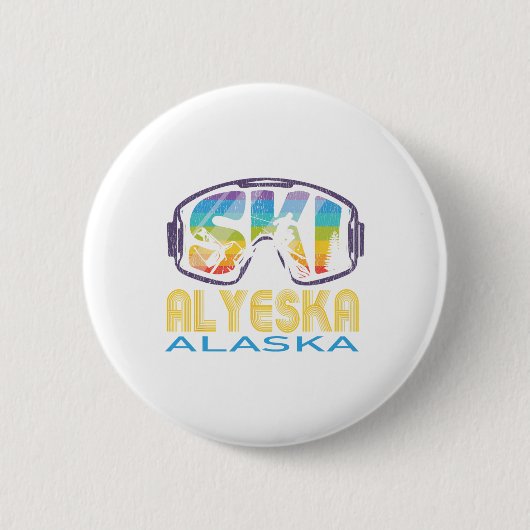 Ski Alyeska Alaska Skiing Vacation Ronde Button 5,7 Cm (Voorkant)