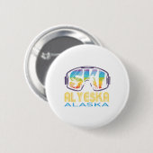 Ski Alyeska Alaska Skiing Vacation Ronde Button 5,7 Cm (Voorkant /achterkant)