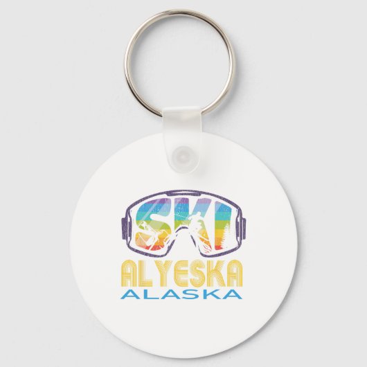 Ski Alyeska Alaska Skiing Vacation Sleutelhanger (Voorkant)