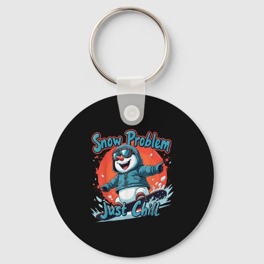 Ski And Snowboarding Funny Skier Snowboarder Snowm Sleutelhanger (Voorkant)