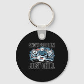 Ski And Snowboarding Funny Skier Snowboarder Snowm Sleutelhanger (Voorkant)