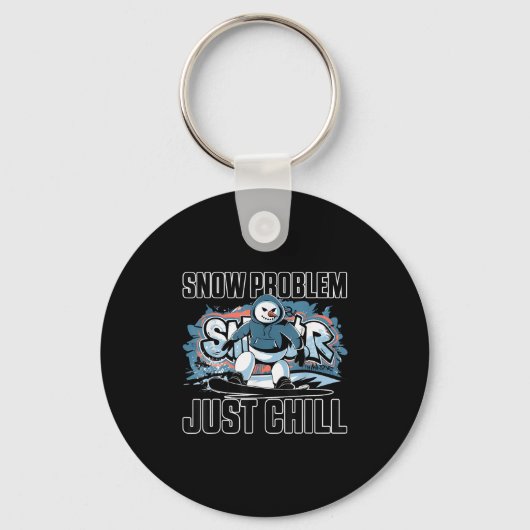 Ski And Snowboarding Funny Skier Snowboarder Snowm Sleutelhanger (Voorkant)