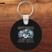 Ski And Snowboarding Funny Skier Snowboarder Snowm Sleutelhanger (Voorkant)