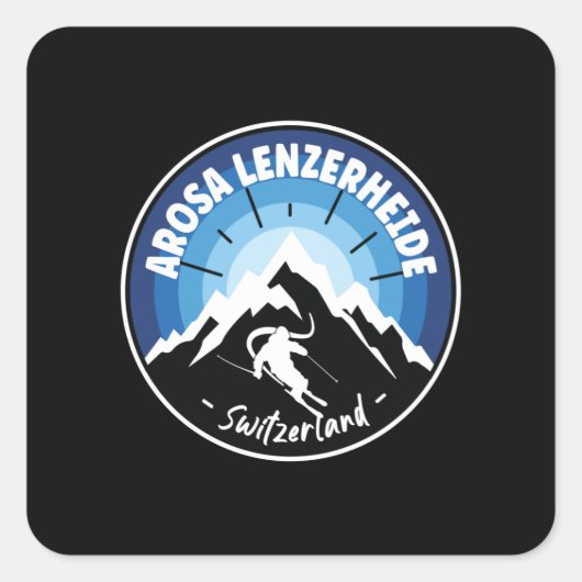 Ski Arosa Lenzerheide Switzerland Blue Vierkante Sticker (Voorkant)