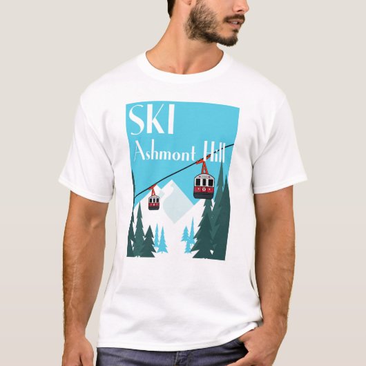 Ski Ashmont Hill Retro Ski Poster Style - Wit T-shirt (Voorkant)