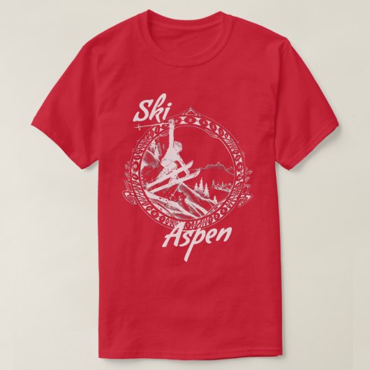 Ski Aspen, Colorado Retro Snow Skiing Vacat T-shirt (Design voorkant)