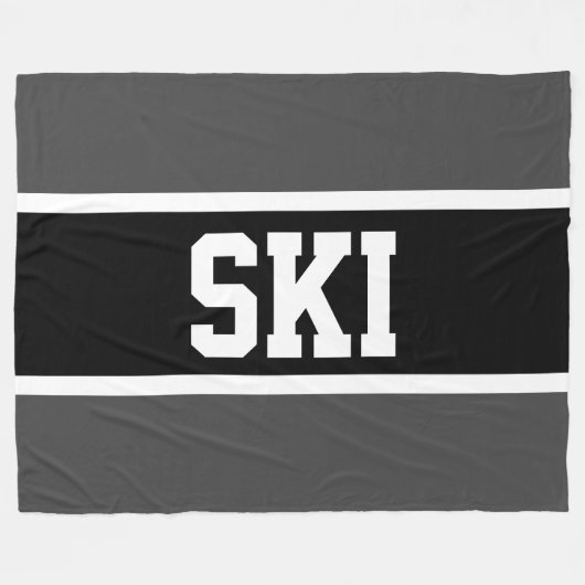 SKI Athletic Sporty Bold Zwart Wit Grijs Strepen Fleece Deken (Voorkant (Horizontaal))