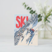 Ski-avontuur op berghelling briefkaart (Staand voorkant)