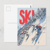 Ski-avontuur op berghelling briefkaart (Voorkant / Achterkant)