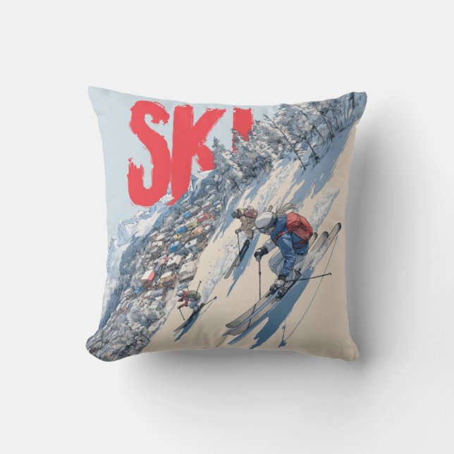 Ski-avontuur op berghelling kussen (Voorkant)