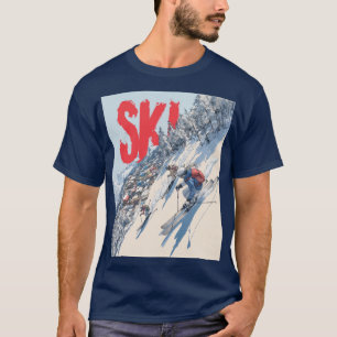 Ski-avontuur op berghelling t-shirt