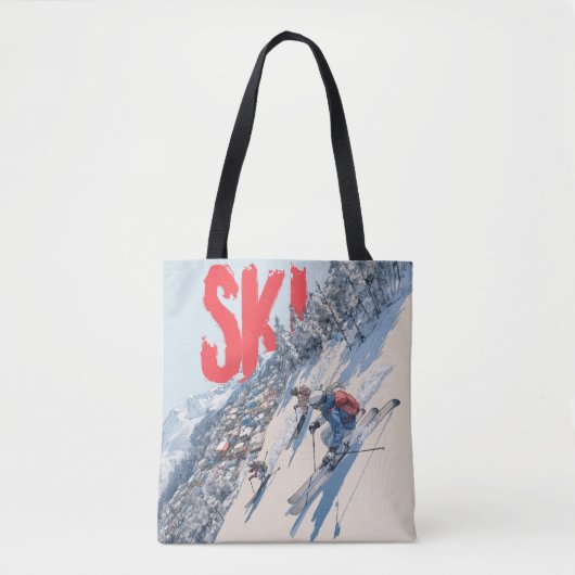 Ski-avontuur op berghelling tote bag (Voorkant)