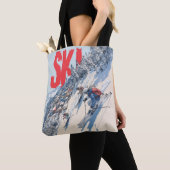 Ski-avontuur op berghelling tote bag (Dichtbij)