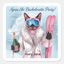 Ski Bachelorette-feeststicker  Bruid op de piste Vierkante Sticker