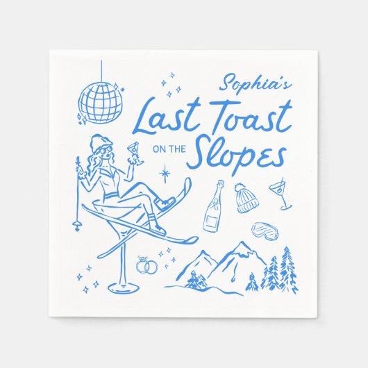 Ski Bachelorette Laatste Toast op de pistes Servet (Voorkant)