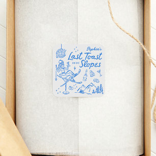 Ski Bachelorette Laatste Toast op de pistes Vierkante Sticker