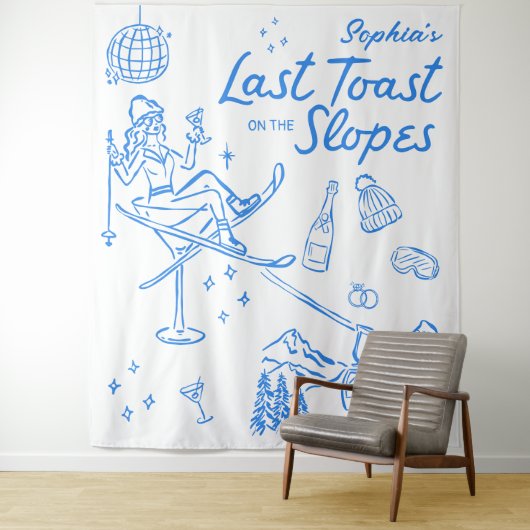 Ski Bachelorette Laatste Toast op de pistes Wandkleed (In situ)