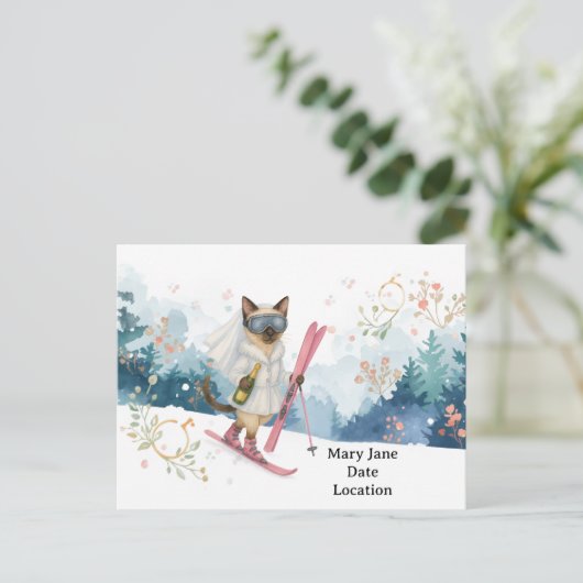 Ski Bachelorette Party for cat lovers Briefkaart (Staand voorkant)