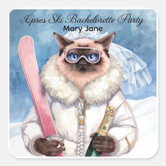 Ski Bachelorette Party Sticker Bruid op de piste (Voorkant)