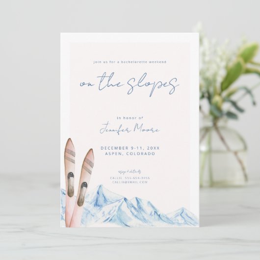 Ski Bachelorette Party Weekend Invitation Kaart (Staand voorkant)