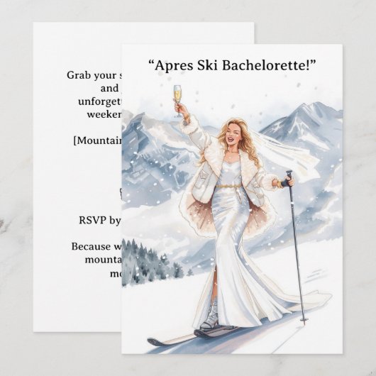 Ski Bachelorette Weekend Bride on the Slopes Kaart (Voorkant / Achterkant)