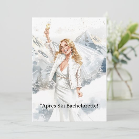 Ski Bachelorette Weekend Bride on the Slopes Kaart (Staand voorkant)
