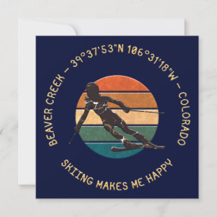 Ski Beaver Creek, Colorado - Vrouw skiër op donker Feestdagenkaart