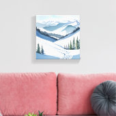 Ski Berg Aquarel Canvas Afdruk (Insitu (Woonkamer))