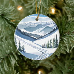 Ski Berg Aquarel Keramisch Ornament