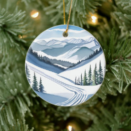 Ski Berg Aquarel Keramisch Ornament