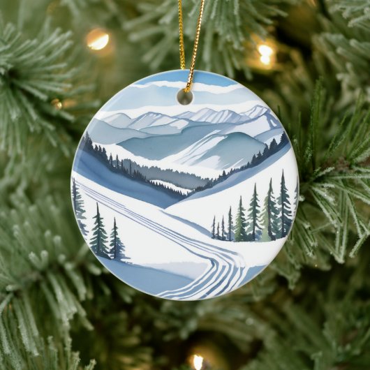 Ski Berg Aquarel Keramisch Ornament (Boom)