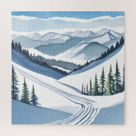 Ski Berg Aquarel Legpuzzel