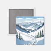 Ski Berg Aquarel Magneet (Voorkant / Achterkant)