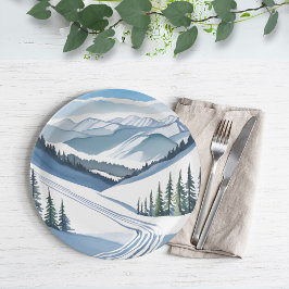 Ski Berg Aquarel Papieren Bordje