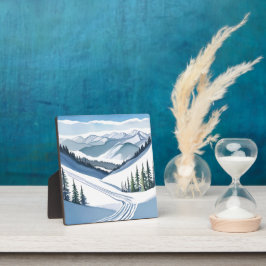 Ski Berg Aquarel Schilderij Winter Kunst Fotoplaat