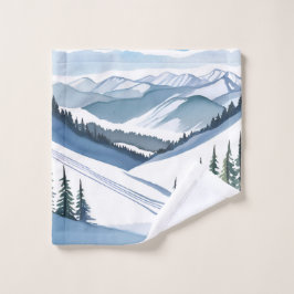 Ski Berg Aquarel Washandje