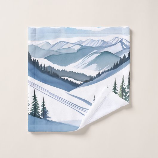 Ski Berg Aquarel Washandje (Wasdoekje)