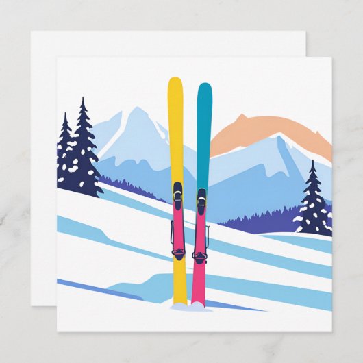 Ski Berg Feestdagenkaart (Voorkant / Achterkant)