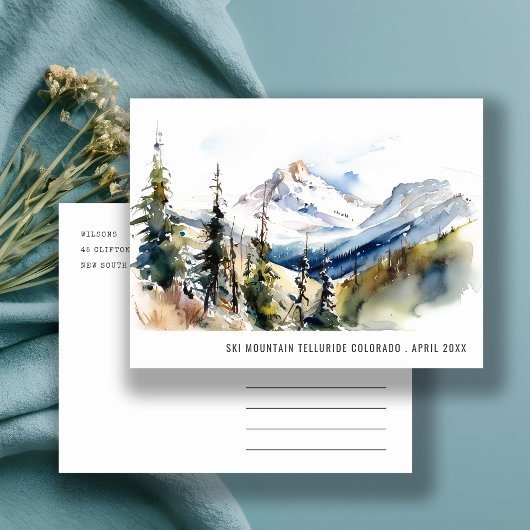 Ski Berg Telluride Colorado Aquarel Reizen Briefkaart
