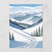 Ski Berg Watercolor Briefkaart (Voorkant)