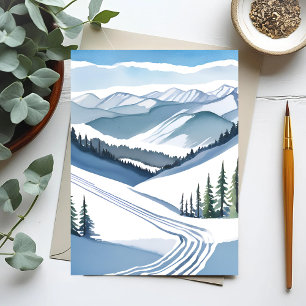 Ski Berg Watercolor Briefkaart