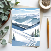 Ski Berg Watercolor Feestdagen Kaart